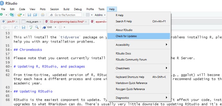 Updating RStudio